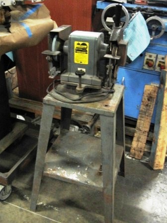 BELSAW BENCH GRINDER, ON FLOOR STAND, MODEL#N/A, USED