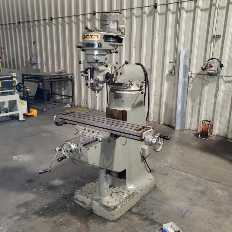 942B, EXACTO STEPPULLEY VERTICAL MILL, 9X42 TABLE, 2HP, USED