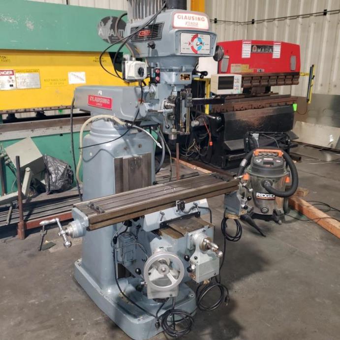 FV-1, CLAUSING KONDIA VERTICAL KNEE MILL WITH D.R.O AND POWERFEED ON X, USED